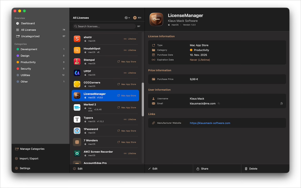 LicenseManagerPro screenshot