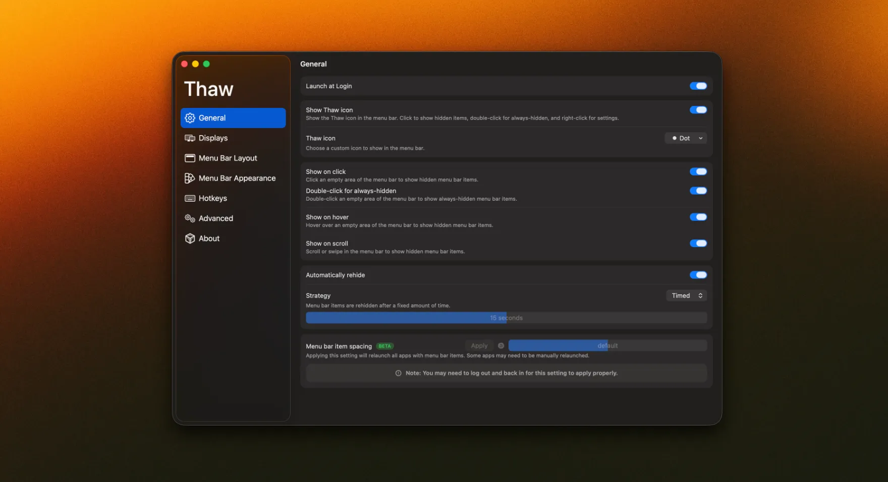 Thaw screenshot